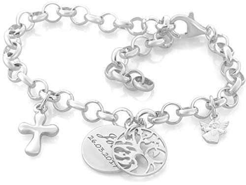 Taufarmband Mädchen oder Junge Armband 925 Sterling Silber zur Taufe mit Gravur Namensarmband für Baby und Kinder Silberarmband Patenkind Armkettchen | HANDMADE IN GERMANY