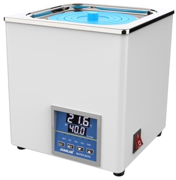 JOANLAB Bain-Marie Laboratoire 3L, 300W - Simple Ouverture, Acier Inoxydable - Thermostat Numérique ±0,1°C - Minuterie 0-99 Min - Affichage LED