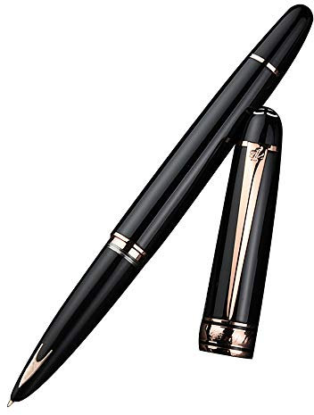 Hero Classic 100 14K Gold Fountain Pen, Gold Clip Arrow Pattern Black Metal Writing Gift Box