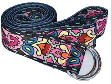 Yogagurt – Hochwertiger 2 in1 Yoga Gurt/Yogamatte Tragegurt mit Verschluss als praktisches Hilfsmittel beim Yoga oder Pilates (Pink Heart)