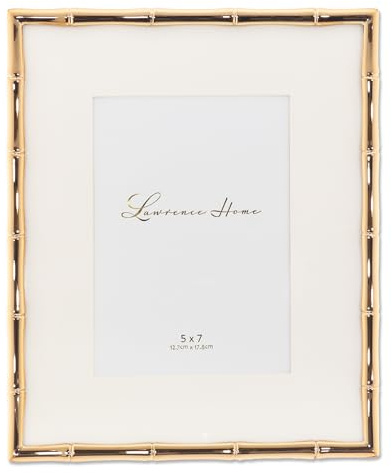 Lawrence Frames Bamboo Design Metal Frame, 8x10, Matted 5x7, Gold