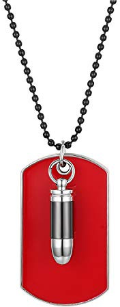 Cupimatch Dog Tag Halskette Herren: Militärischen Patronenhülse Gewehrkugel Kette Erkennungsmarken Armee Stil Anhänger mit 70cm Kugel Kette