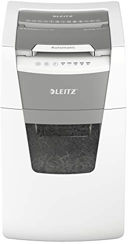 Leitz IQ Autofeed Office Aktenvernichter CH, Partikelschnitt P4, 150 Blatt, 44l-Abfallbehälter, mit Schweizer Netzstecker, Weiß, 80132000