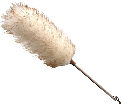 Staubwedel mit echter hochwertiger Lammwolle - Wedel ca. 65 cm