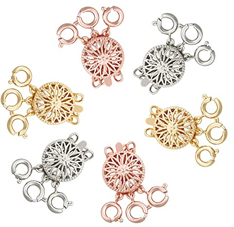 SUNNYCLUE 6 Sätze 3 Farben Halsketten Verschluss Layering Mehrere Ketten Layering Verschluss Gold Silber Rosegold Necklace Layering Clasp Kettenverschluss Messing für Armbänder Halskette Schmuck DIY