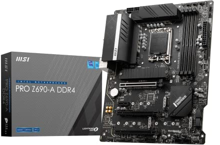 MSI PRO Z690-A DDR4 Mainboard ATX, unterstützt Intel Core Prozessoren 12. Generation, LGA 1700, 14 Duet Rail 55A VRM, Memory Boost 5200MHz/OC, 1 x PCIe 5.0 x16, 3 x M.2 Gen4 x4, 2.5G LAN