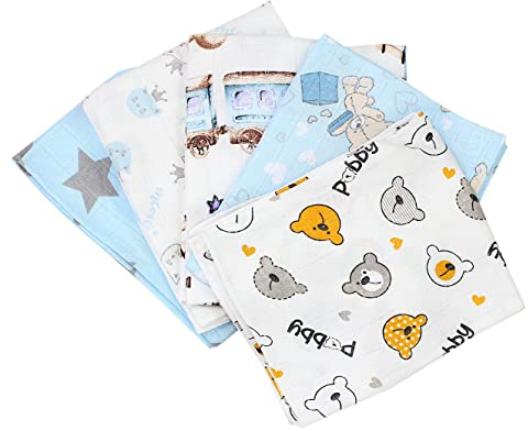 TupTam Mussole Neonato Bimbo Copertine 70x80, Set da 5 o 10, Ragazzo 5, 5er Pack