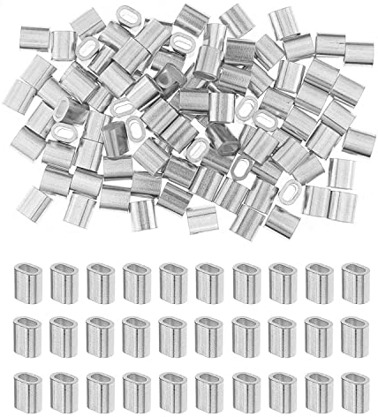 120 Stücke Aluminium Crimpschlaufe 2mm Aluminiumhülsen Alu Klemme Pressklemmen für Stahlseil Drahtseil Kabel