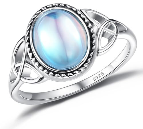 ADRAMATA 925 Sterling Silber Edelstein Ring für Damen - Mondstein Stimmungsring Solitär Ovaler Gefühls Schmuckstück
