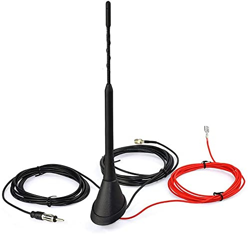 iSpchen Antena De Coche, Antena De Radio De Coche Dab Antena De Coche Digital Dab + FM Antena De Coche 5m Auto FM Antenas Antena De Techo De Coche con Amplificador De Mástil De Antena