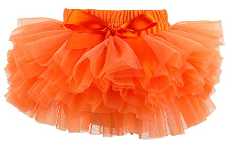 HOOLCHEAN Infant Toddler Baby Girls Super Soft Fluffy Tutu Skirt with Diaper Cover Bloomer Orange, 1-2T
