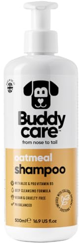 Buddycare Oatmeal Dog Shampoo (500ml) Gentle for Sensitive or Itchy Skin with Aloe Vera to Help Itch Relief Dog Shampoo for Smelly Dogs