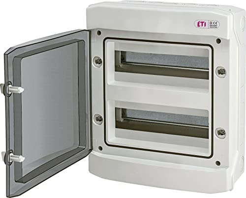 ETI Sicherungskasten Aufputz IP65 Feuchtraum Verteiler Kleinverteiler Stromverteiler Verteilerkasten Schaltkasten Aufputzverteiler (2-reihig 24 Module)