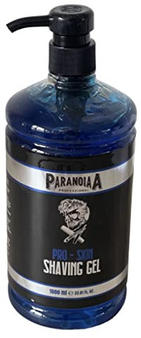 Paranoiaa Pro – Skin Shaving Gel – transparentes Herren-Rasiergel 1000 ml 33,82 Fl Zo – für eine präzise Rasur der Bartkonturen – optimales Gleiten – erfrischt die Haut – mit Pumpspender
