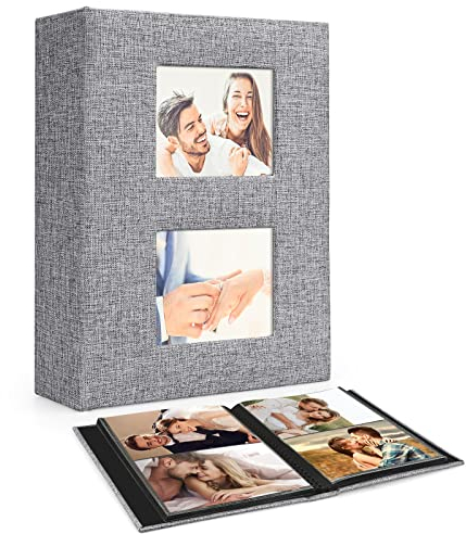 SIMDAO Einsteck Fotoalbum 10x15, 50 Blatt/100 Seite 200 Fotos, Schwarze Seiten, leinen Photoalbum, Große Kapazität, Perfekt Geschenke zu Jubiläum,Baby, Hochzeit, Weihnachten, Geburtstag