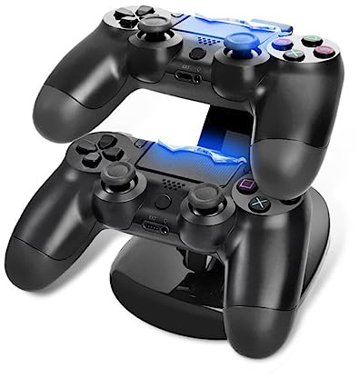 SUPVOX Dual USB Controller Charging Dock Station for Controllers, Fast Charger with LED Indicator, Black Charging Stand Compatible with Pro and Wireless Gamepads, Gaming Accessories
