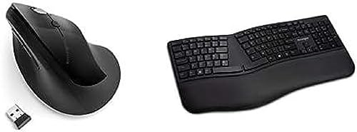 Kensington Set Pro Fit Ergo Kabellose Tastatur, Deutsche QWERTZ-Tastaturbelegung, K75401DE & Kensington Kabellose ergonomische vertikale Maus, Wireless Pro Fit Ergo, K75501EU