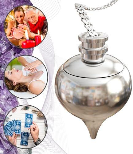 Pendule Divinatoire de Radiesthesie Goutte d'Eau Abbe Mermet et sa CHAMBRE TEMOIN en Laiton Argenté (Metal) - Magnetiseur Sourcier Géobiologie