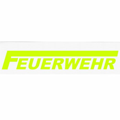 INDIGOS UG - Aufkleber - Autoaufkleber - Feuerwehr - Neongelb 500 mm - selbstklebend - Sticker - für Auto, LKW, Boot, löschen - Bergen - Tuning - Heckscheibe