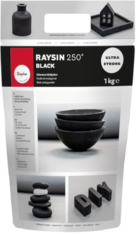 Rayher Gießpulver Raysin 250, schwarz, Gießmasse, Beutel 1 kg, Reliefgießpulver, lufthärtend und geruchslos, 34479576