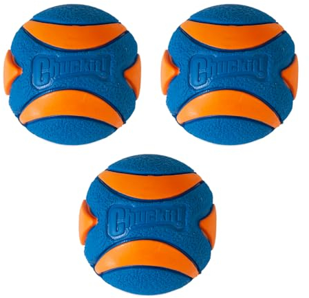 Chuckit! Ultra Quietschball Hundespielzeug, langlebig, hohe Sprungkraft, schwimmend, Gummi, quietschender Hundeball, Launcher kompatibles Spielzeug für Hunde, 3 Stück, Medium