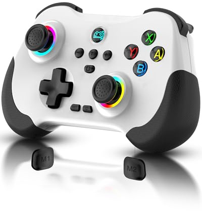 Joso Mobile Gaming Controller for iPad/iPhone/Tablet, Cloud Controller Remote Joystick for iOS/Android, Wireless Switch Controller with Macro Buttons/Hall-Rocker/Hall-Trigger - White