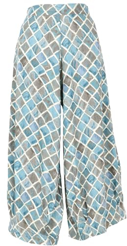 GURU SHOP Pantalón largo hasta el tobillo palazzo pantalones anchos de verano 7/8 falda pantalón mujer sintético, azul, 36