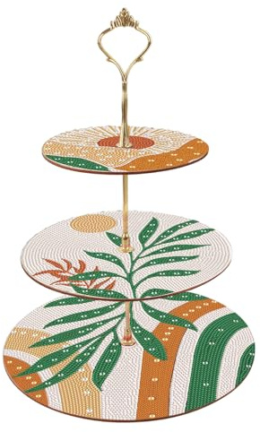 DCIDBEI Peinture Diamant Support à Cupcakes Feuilles 25x32 cm 3 Niveaux pour Fourchettes à Gâteau Beignets Muffins Cupcakes Desserts Diamant Painting Presentoir Cupcake Anniversaire Plateau de Service
