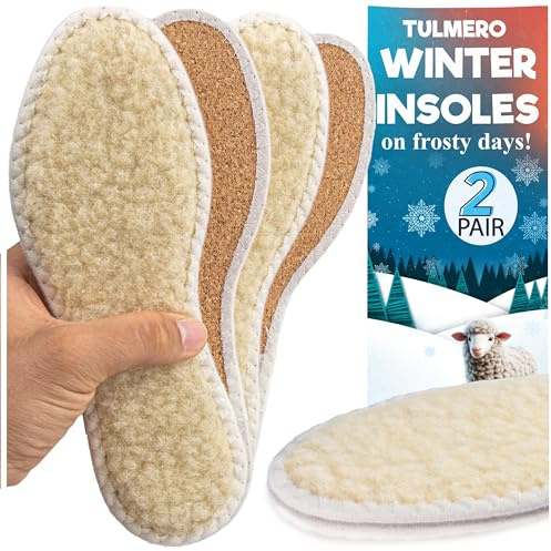 2 paia di suole termiche in pelliccia di agnello, solette termiche per scarpe invernali, con inserti orlati, inserti termici in pelliccia in lana naturale e sughero, taglia 37