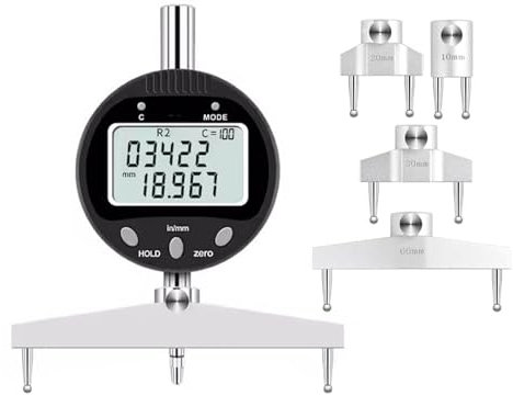 Vituord Elektronisches Radiusmessgerät, Digitales Messgerät Für Innen- Und Außenradius, Mit Austauschbaren Messklauen Von 10/20/30/60/100 Mm, Linearer Bereich: 0–12,7 Mm (0–0,5 Zoll)