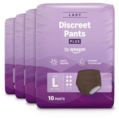 by Amazon Slip Assorbenti Donna Plus Large - 40 Pezzi (4 Pacchi of 10), Neri