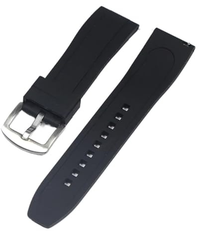 MAMA'S PEARL Smartwatch Silikonrem 20mm 22mm Quick Release klockarmband med stålspänne Klocktillbehör Gummiarmband(Black-S,22mm)