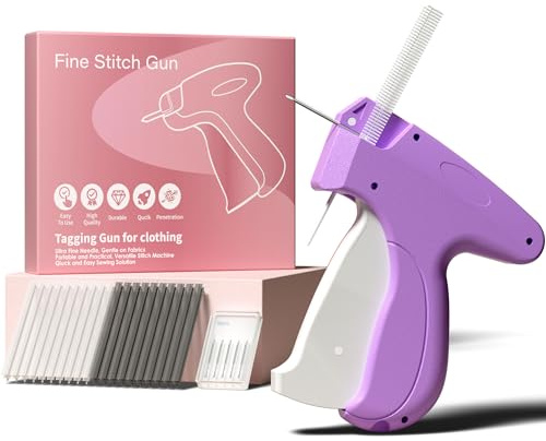 STARALUMZQ Stitchy Quick Clothing Stitch Gun – Mini Handheld Tool for Clothes, Fabrics, Garments, Curtains, DIY Sewing & Labelling. Includes 6 Needles and 2000 Black & White Fasteners (Purple + White)
