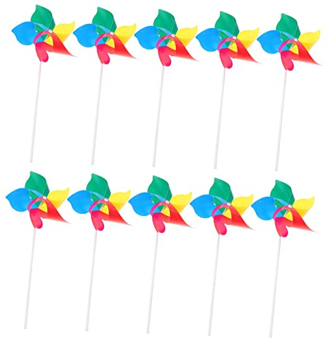 OFFIGAM 10Pcs Rainbow Pinwheels Adorable Handheld Windmills for Fun Garden Decorations for Parties and Creative Play