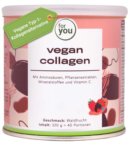 for you vegan collagen Pulver Waldfrucht + Hyaluronsäure - Enthält die vegane Typ-1-Kollagenalternative VeCollal®, ohne Zucker, mit Biotin, Vitamin C, Zink & Silizium – für Haut, Haare & Nägel