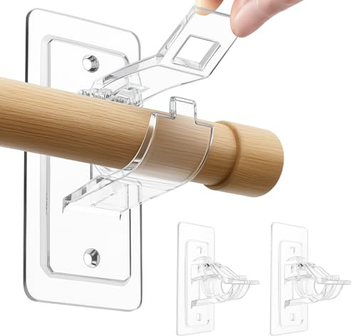 ZexJpr 2er-Pack Gardinenstange Kleben, Gardinenstangen Halterung, Selbstklebende Gardinenstangenhalterung ohne Bohren, ABS Halterungen für Vorhänge und Handtücher(5 x 11cm)