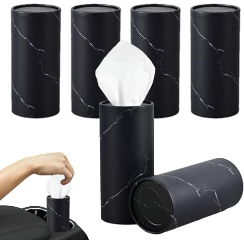 6 Kanister/300 Taschentücher für Auto-Tücher, Zylinder, runde Dosen, T-Issue-Behälter, Auto-Taschen-Halter, Fahrzeug-Zylinder-Papierhalter, Auto-Becher, H-ältere Ti-ssue-Behälter für Zuhause, Reisen