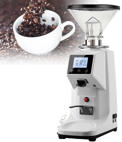 ZHIXUMM Moulin à Café Professionnel 200 W, Moulin éLectrique pour Grains De Café 500 G/1 500 G, 19 RéGlages De Mouture, pour Grains De Café, Noix, éPices, Graines, CéRéAles White-500g