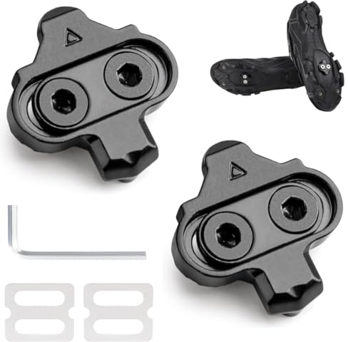 SPD-Cleats mit rutschfesten Cleat-Plates – Kompatibel mit Shimano SPD (SH51) 2-Loch-Pedalen – CrMo-Stahl, 12° Float, inkl. Schrauben & Unterlegscheiben