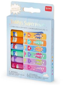 Legami - ein Set mit 6 Mini-Textmarkern - Teddy's Superpower