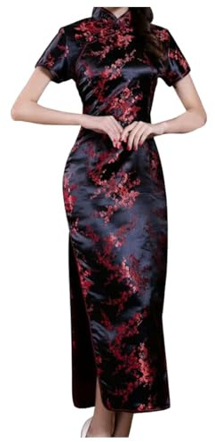 Générique Robe Cheongsam Chinoise brodée à Manches Courtes Longue Qipao Traditionnelle pour Femme Grande élégante