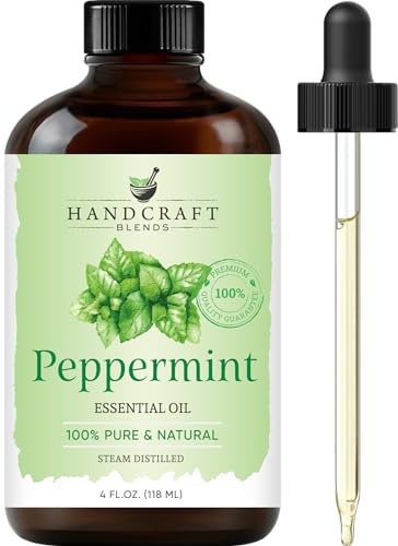 Handcraft Blends Peppermint Essential Oil – Huge 4 Fl Oz – 100% Pure and Natural – Premium Grade Essential Oil for Diffuser and Aromatherapy, Skin, Massage, Candle and Soap Making Fragrance