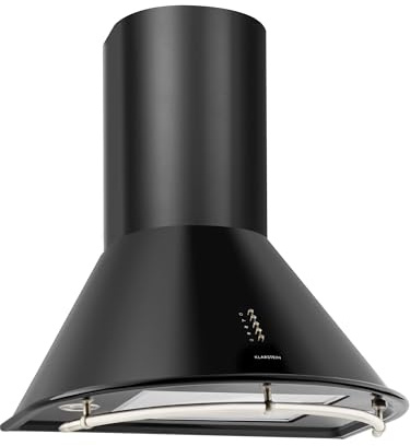Klarstein Noir Retro Exhaust Hood, Stainless Steel, 60 cm, 430 m³/h Exhaust Air Exhaust, Three Power Levels, Exhaust Air Control, Recirculation Possible, Matte Black