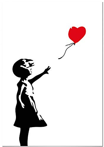 Panorama Lienzo Niña con el Globo Banksy 35x50cm - Bastidor Incluido - Cuadros Decorativos para Salón - Decoración Moderna