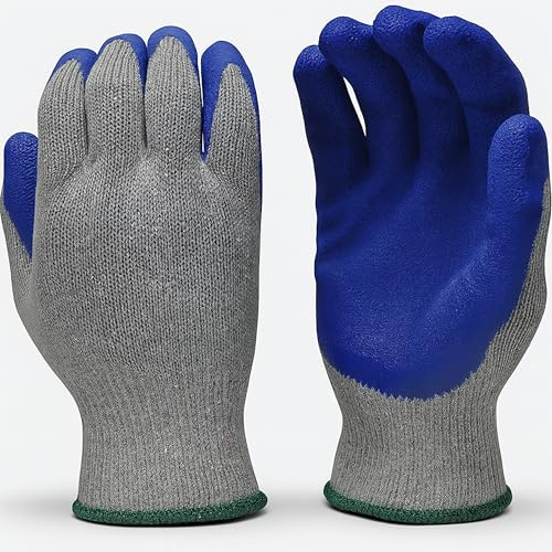 G & F PRODUCTS Rubber Latex Coated Work Gloves, Crinkle Pattern, Flexible Grip, Durable Cotton Knit, Heavy Duty, Protective for Construction, Warehouse, Gardening, Industrial, Men’s Small 12 Pairs
