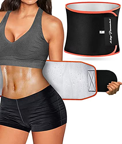 KingPavonini Cinturón reductor de cintura para mujeres y hombres, cinturón de sudor para entrenamiento de cintura, talla grande, mejorado, Naranja, M ( W 8'' × L 38'')