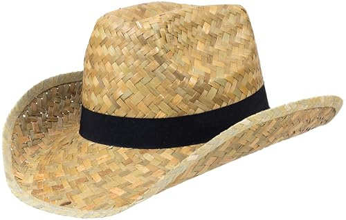 Rugged Earth Arizona Man – Klassischer Strohhut für Damen & Herren | Westernhut mit schwarzem Hutband | Perfekt für Garten, Urlaub & Freizeit