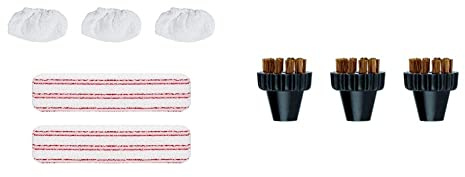 Polti Kit 2 Serpillières + 3 Bonnettes (pour Serie PRO/Serie Classic/Forever Exclusive/Eco Pro 3000/ Evolution) & Pinceaux en laiton pour Polti Vaporetto Eco Pro Classic 3.0 et nettoyeur vapeur