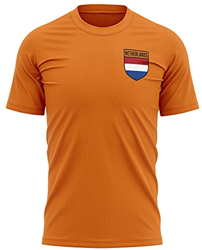 Netherlands Football Shirt Retro - Mens Holland Flag Badge T Shirt - Football European Country 2021 2020 Supporters Black Orange 1905 Tee Him - Holland Dutch Tournament Footy Soccer Top