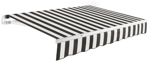 Awntech 14' Maui Manual (14' x 10') Retractable Patio Awning, Black/White Stripe